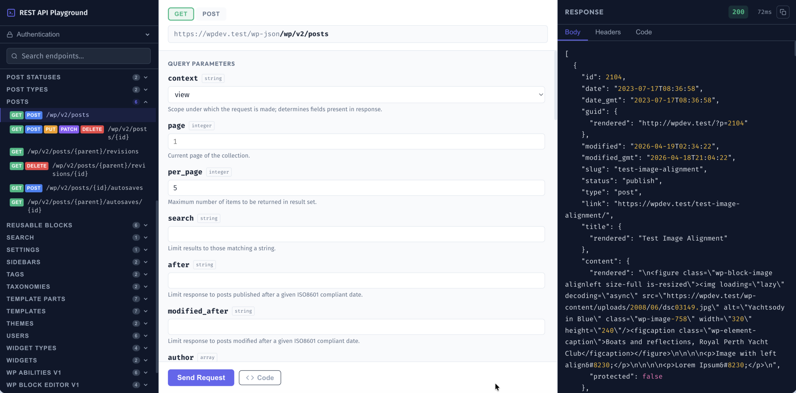 WordPress REST API Playground